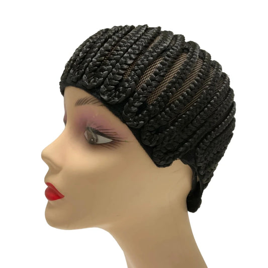 Braided Wig Cap For Crochet Hair Braids Breathable Cornrow Cap for Easier Sew in Weave Hair Glueless Black Cornrow Crochet Wig Cap