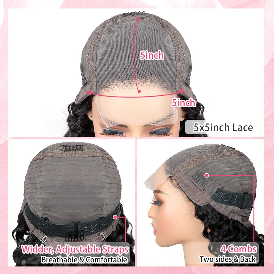 Perruque Burmese Curly 100% | 5x5 Lace Closure Glueless | 300% Densité | Wear & Go | Pré-Pluçuée