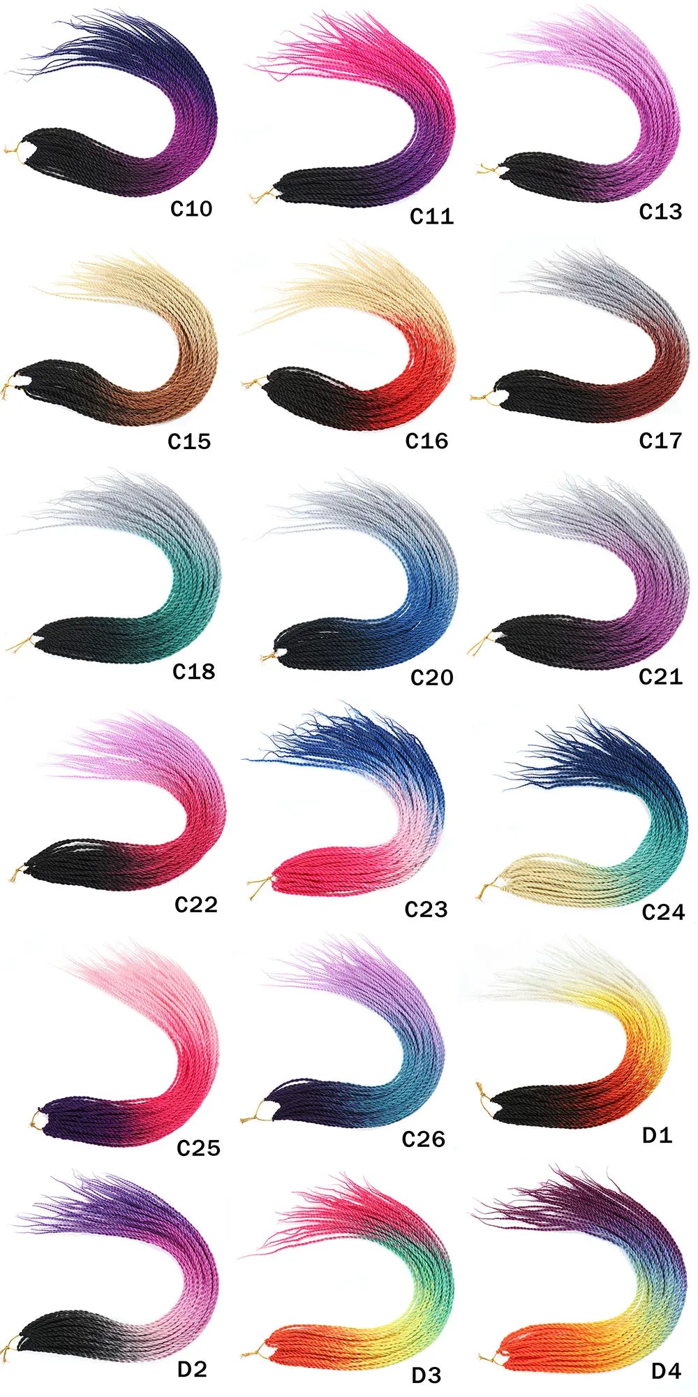Tresses Senegalese Twist Crochet Synthétiques 24 Pouces | Brun | 30 Racines | Extensions Femme