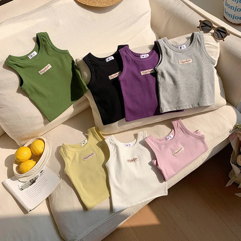 Fashion Children T-shirt For Girls Boys Cotton Vest Tops Kids Summer Clothes Sleeveless T-shirt