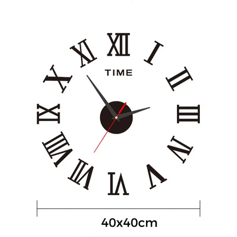Horloge Murale Acrylique 3D Chiffres Romains | Miroir DIY | Grande Ronde | Décor Salon & Chambre