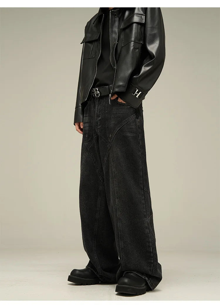 Baggy Jeans Men's American Style Personality Vintage Wide Leg Trousers All-Match Washed Fashion Streetwear Handsome Cool Pants