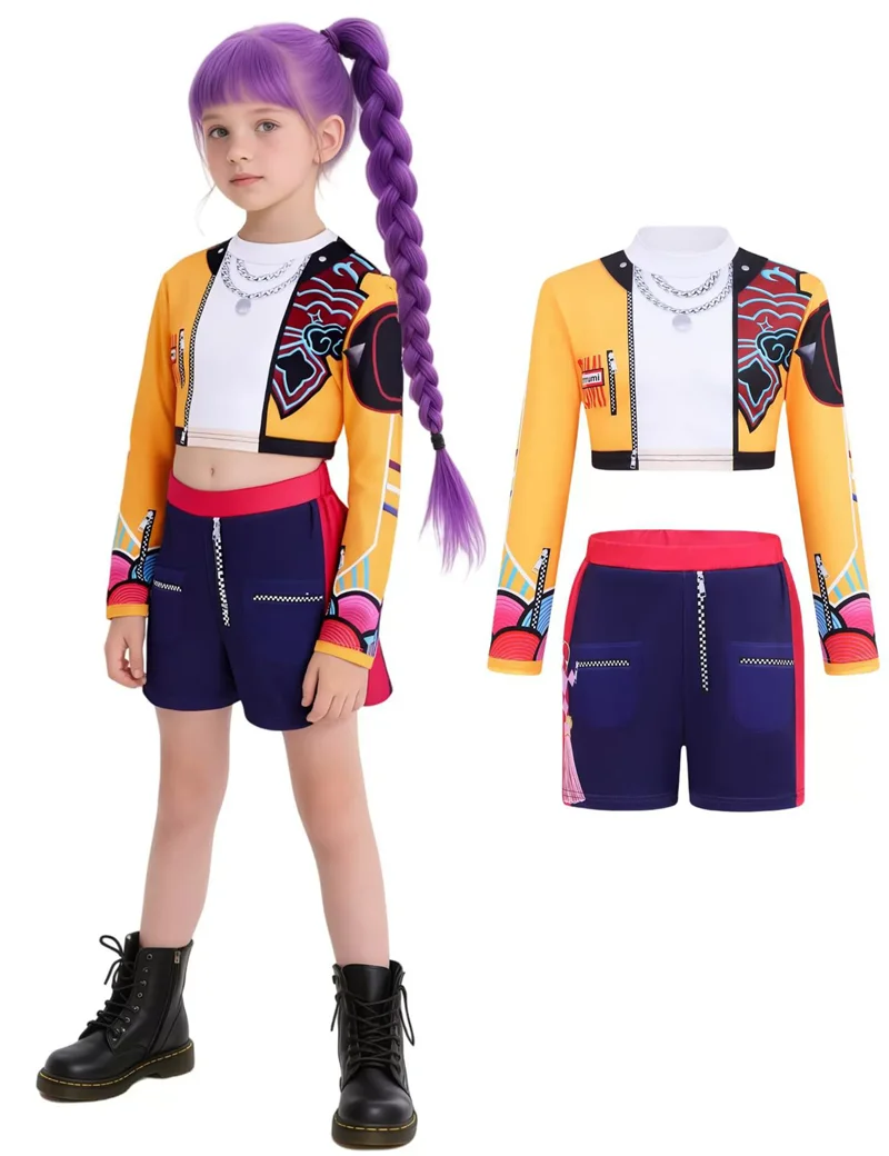 Girls' Clothing Sets Children's Cartoon Cosplay Suits Kids K-Pop Stage Performance 2Pcs Girls' Movie Role-playing Costume Outfits