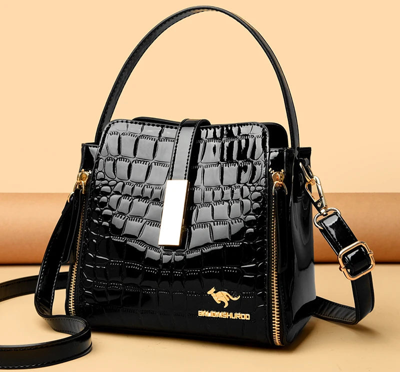 Sac à Main Femme Retro | Motif Crocodile Designer | Sacoche & Bandoulière | Cuir | Clutch Élégant