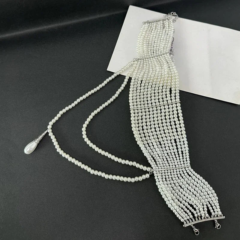 Modern Jewelry European and American Design Multi-Layer Simulated Pearl Tassel Pendant Necklace For Women 2025 New Hot Sale