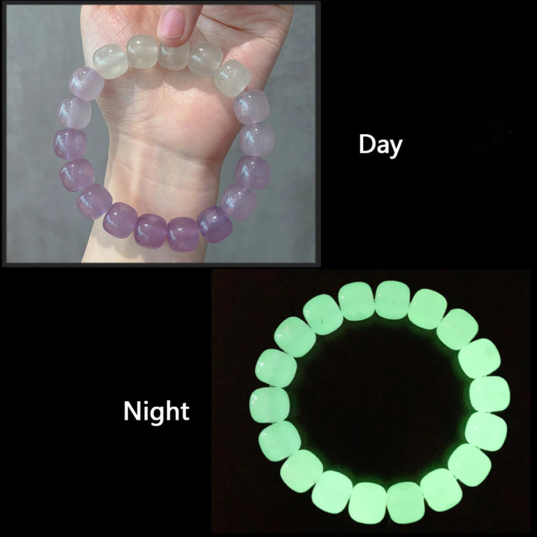 Bracelet Lumineux Pierre Naturelle | Fluorescent Lueur Nuit | Bijou Couple Femme & Homme