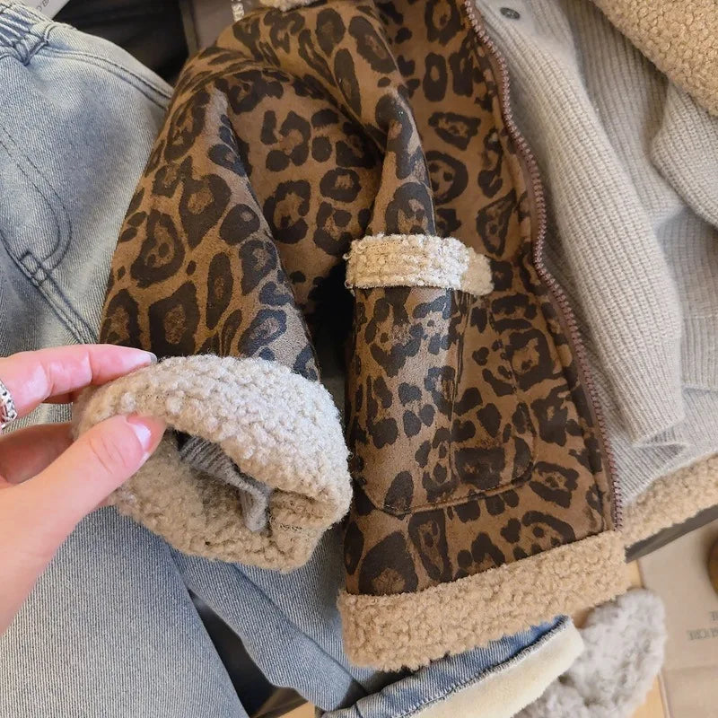 Veste Polaire Léopard Enfant | Coupe-Vent Épaisse Zippée | Automne-Hiver Garçon Fille