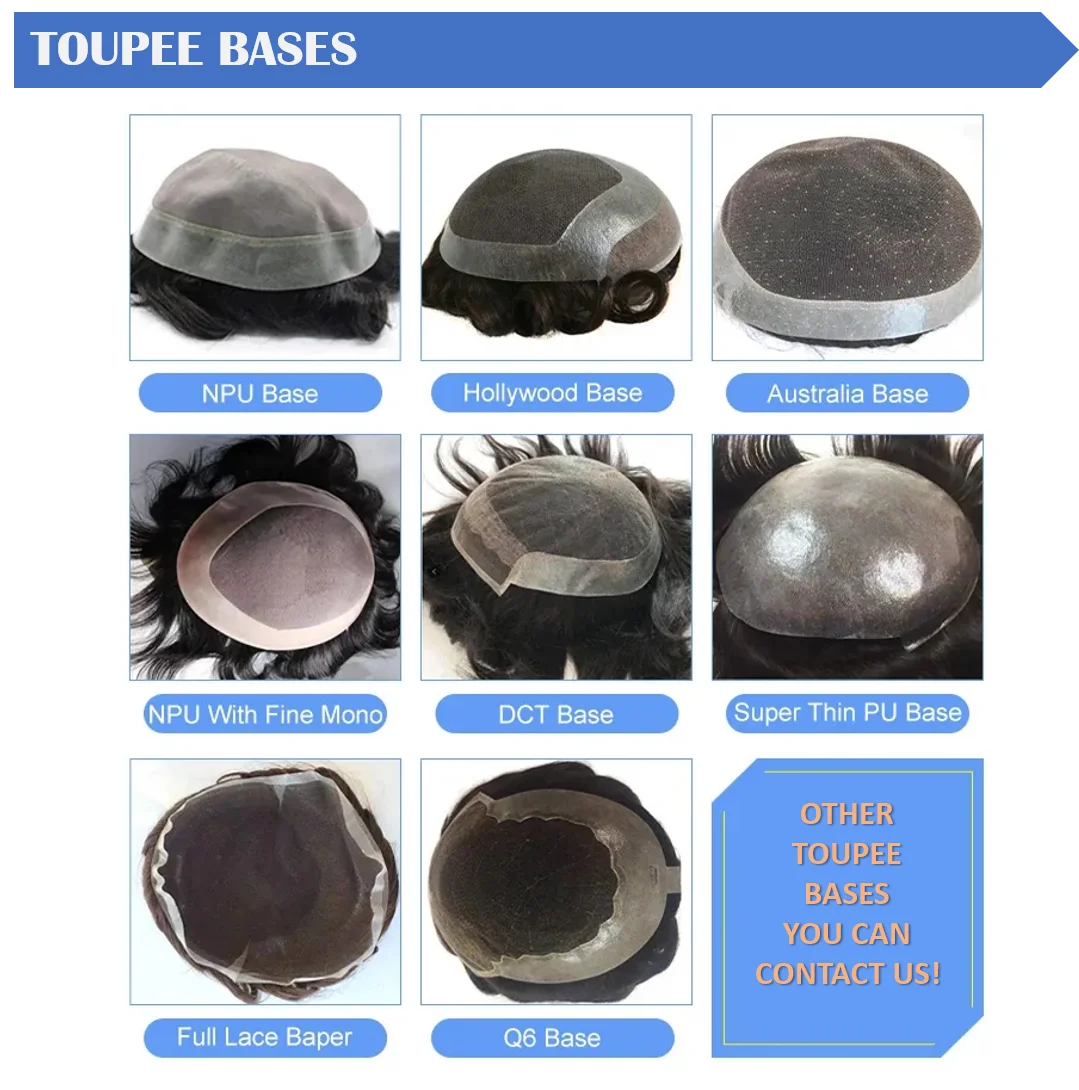 Hotsale 100% Human Hair Piece Men Topper  V Loop Super Thin Skin PU Front Line Forehead System Toupee Patch Wig for Men