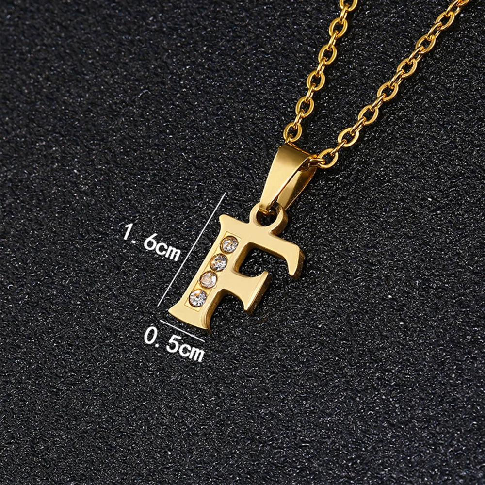 Initial A-Z Letter Name Pendant Necklace Gold Color Stainless Steel Small Alphabet Necklace For Women Jewelry Birthday Gift