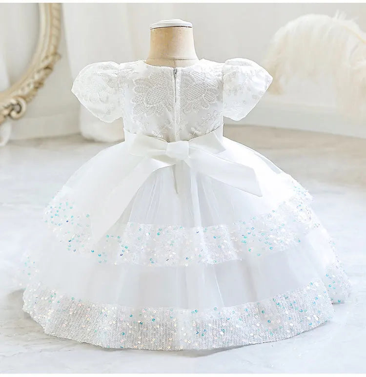 Fashion Bow Girls Party Dresses Cotton Short Sleeve Children Clothing Bridesmaid Dresses Summer Kids Dresses for Girls 1-6 Years