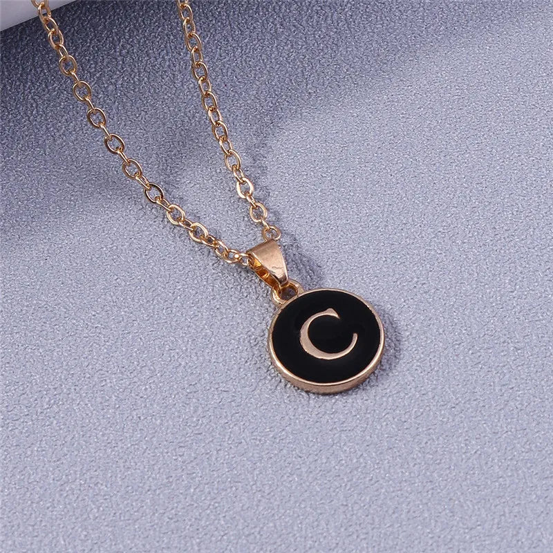 Collier Pendentif Initiales Femme | 26 Lettres A-Z Émail | Bijou Tendance Cadeau Anniversaire Fille