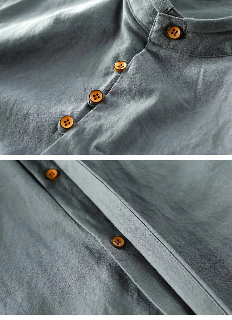Chemise ample en coton et lin pour homme | Manches longues | M à 7XL
