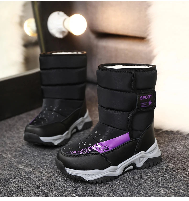 Bottes de Neige Enfants Princesse Élégantes | Imperméables Peluche | Garçons & Filles | Hiver Outdoor