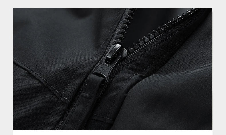Coupe-vent homme Veste à capuche Manteau zippé Cargo Imperméable Blouson bomber noir Camping Veste de randonnée à capuche Softshell fine et ample