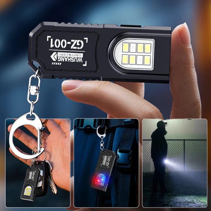Lampe Torche Porte-Clés LED COB Rechargeable USB | Clip Stylo & Base Magnétique | Mini Lanterne Outdoor