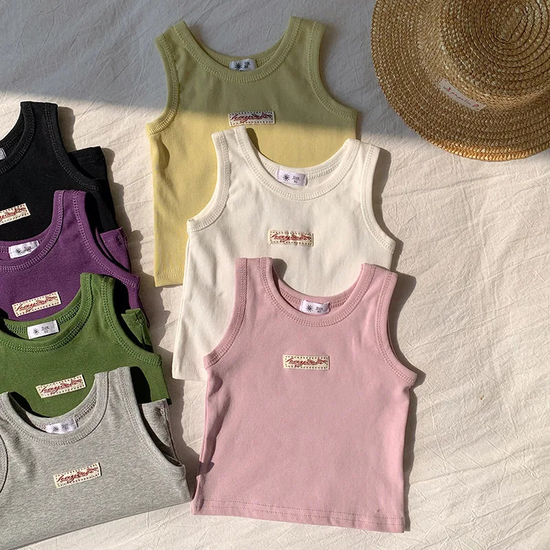 Fashion Children T-shirt For Girls Boys Cotton Vest Tops Kids Summer Clothes Sleeveless T-shirt