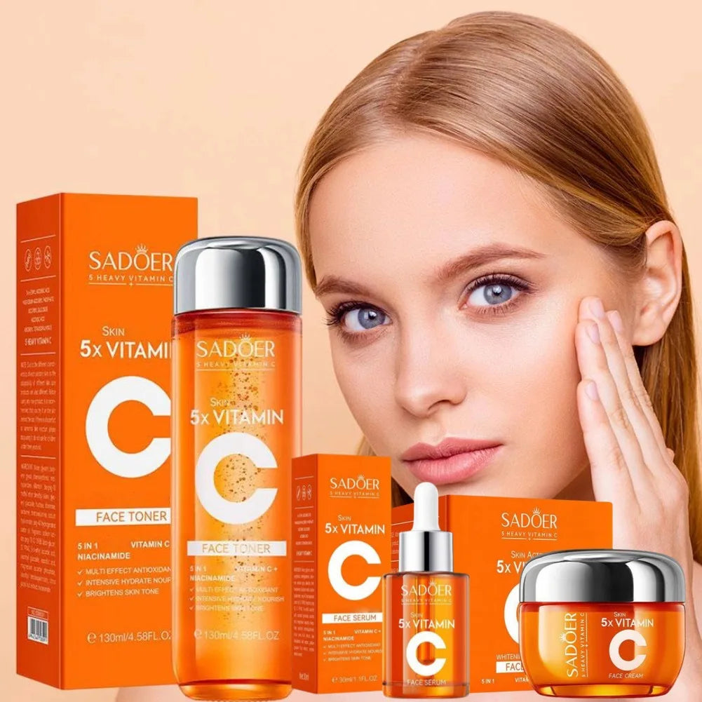 Vitamin C Moisturizing Brightening Skincare Set Revitalizing Skin Serum Firming&lifting Repair Essence Cream Korean Skincare