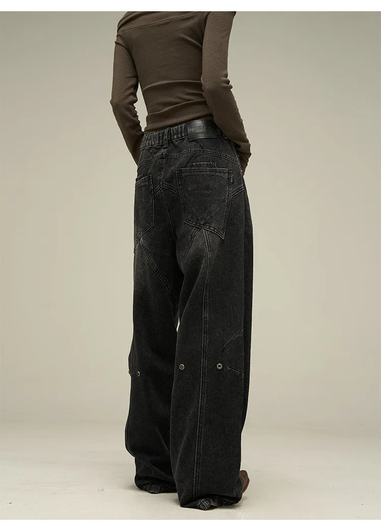Baggy Jeans Men's American Style Personality Vintage Wide Leg Trousers All-Match Washed Fashion Streetwear Handsome Cool Pants