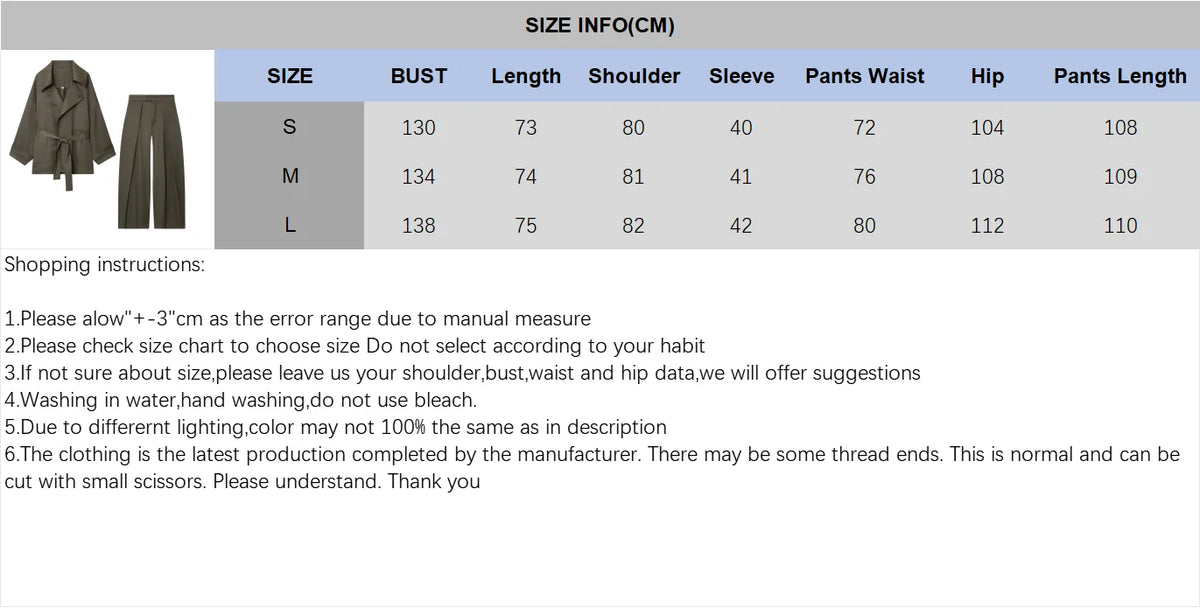 Women Mid Waist Pants Set Two Piece Casual Flowing Belted Jacket Front Pleat Trousers 2 Piece Set Women Outfit