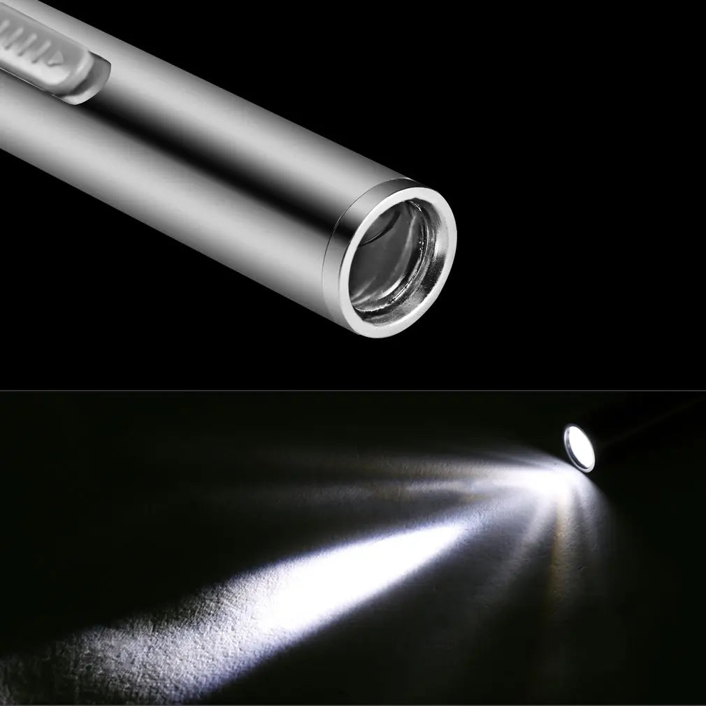 USB Rechargeable Portable Pen Light Handy Mini Medical Flashlight LED Torch Lamp with Stainless Steel Clip Pocket LED Lights