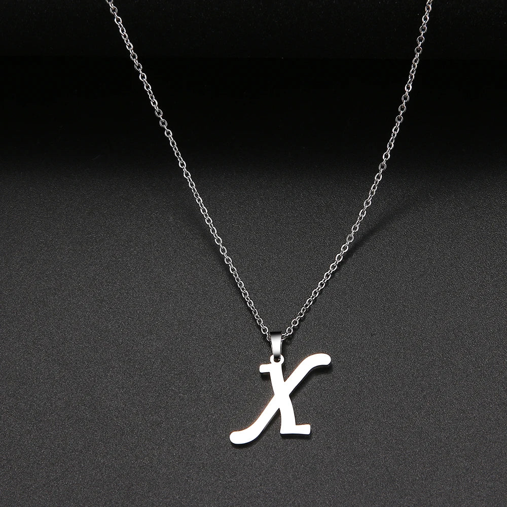 Collier Initiale Grand Alphabet A-Z | Acier 316L Minimaliste | Pendentif Femme | Cadeau Bijou