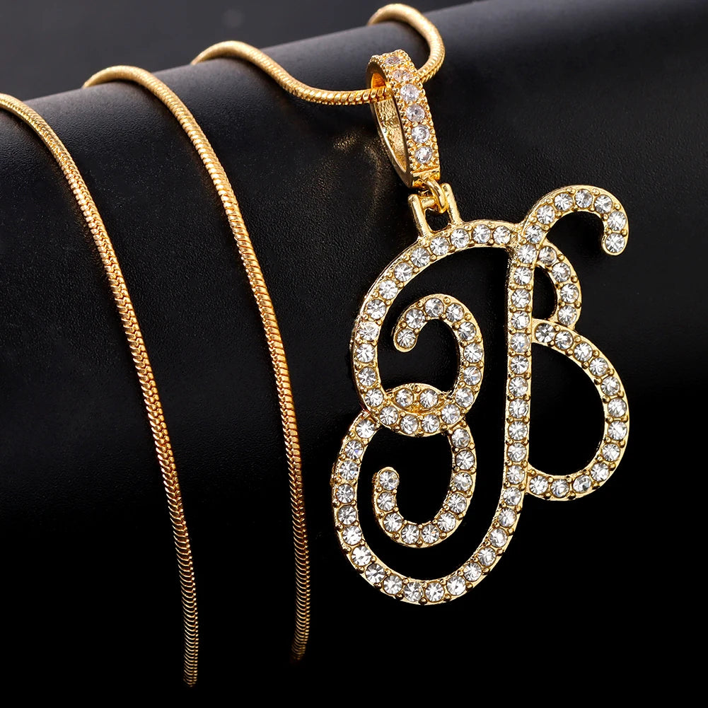 Collier Lettre Initiale A-Z Cursive | Chaîne Corde Simple | Cadeau Bijou Femme Tendance