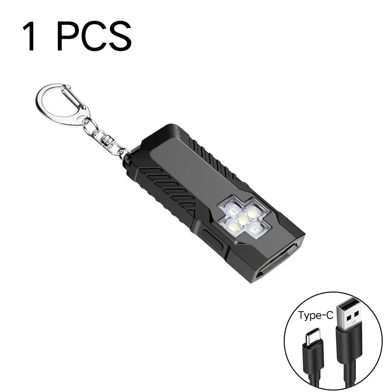 Lampe Torche Porte-Clés LED COB Rechargeable USB | Clip Stylo & Base Magnétique | Mini Lanterne Outdoor