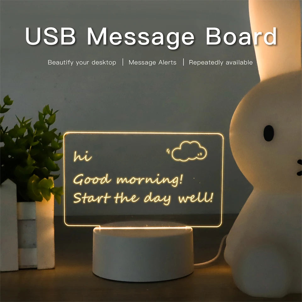 Lampe de Bureau Décorative USB | Tableau de Messages avec Stylo | Veilleuse de Chevet | Décoration Intérieure