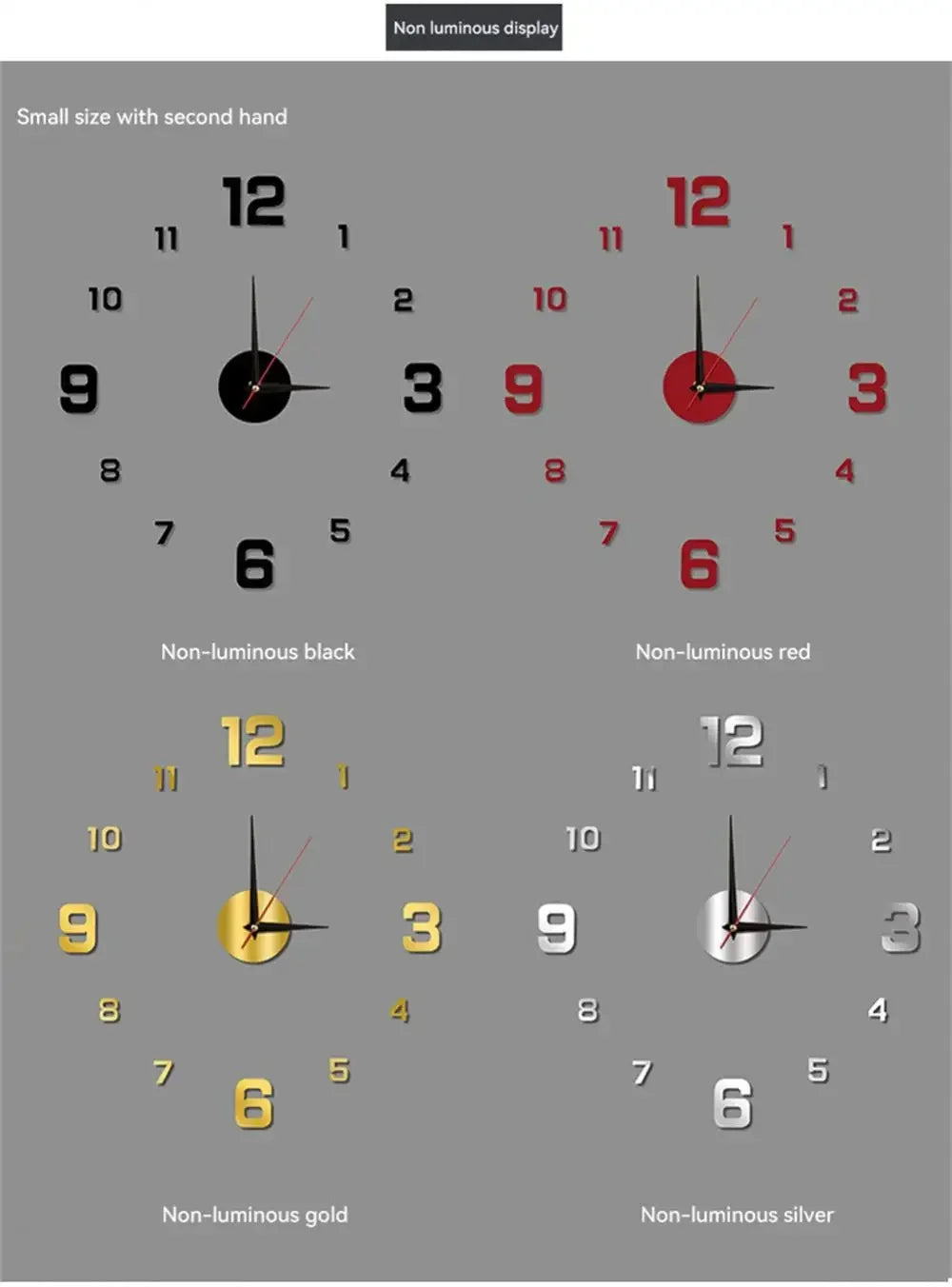 Digital Clock Luminous Modern Watches Home Decoration DIY Living Room Families Wall Decor Stereo Frameless Bedroom Clocks Garden