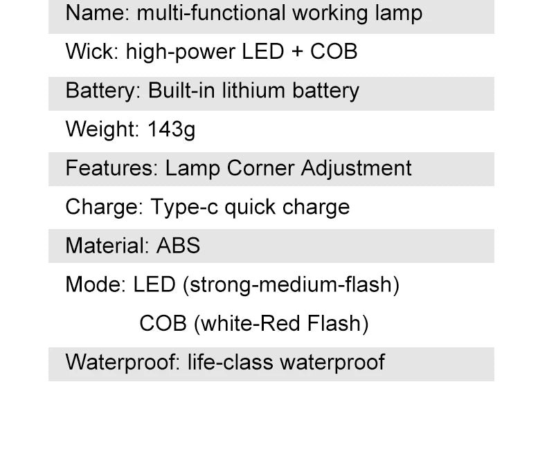 Portable Rechargeable Work Lights LED Folding Torch with Magnetic Base COB Light 90°Rotate Camping Emergency Lamp