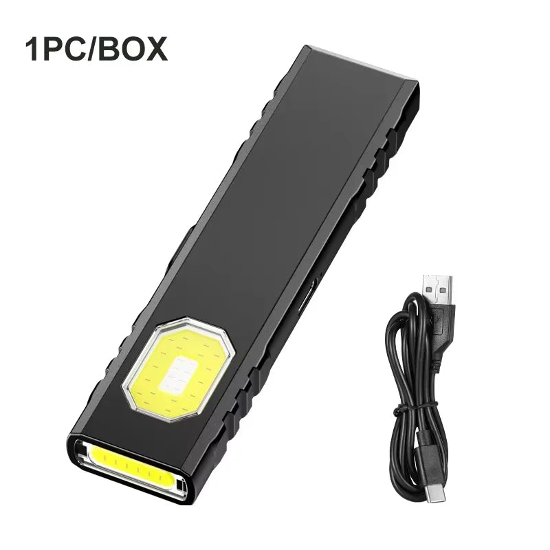 Lampe Torche Porte-Clés LED COB Rechargeable USB | Clip Stylo & Base Magnétique | Mini Lanterne Outdoor