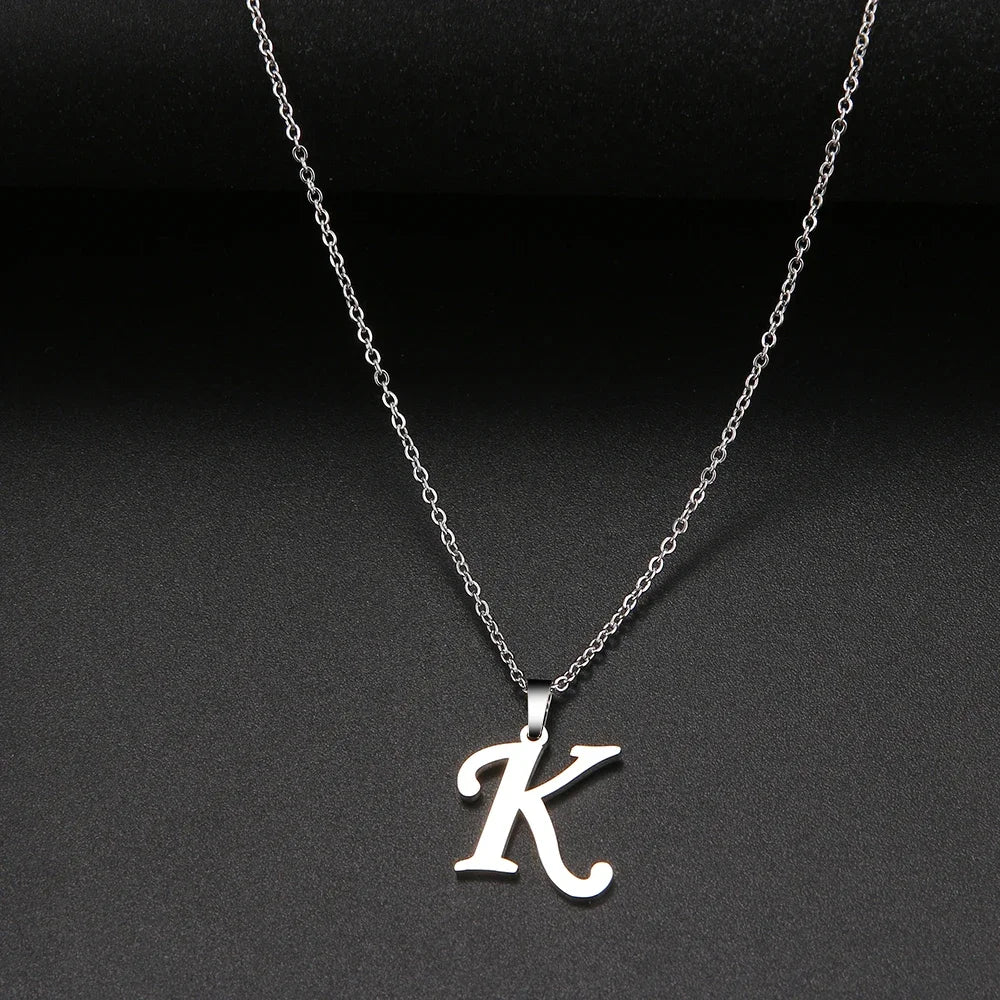 Collier Initiale Grand Alphabet A-Z | Acier 316L Minimaliste | Pendentif Femme | Cadeau Bijou