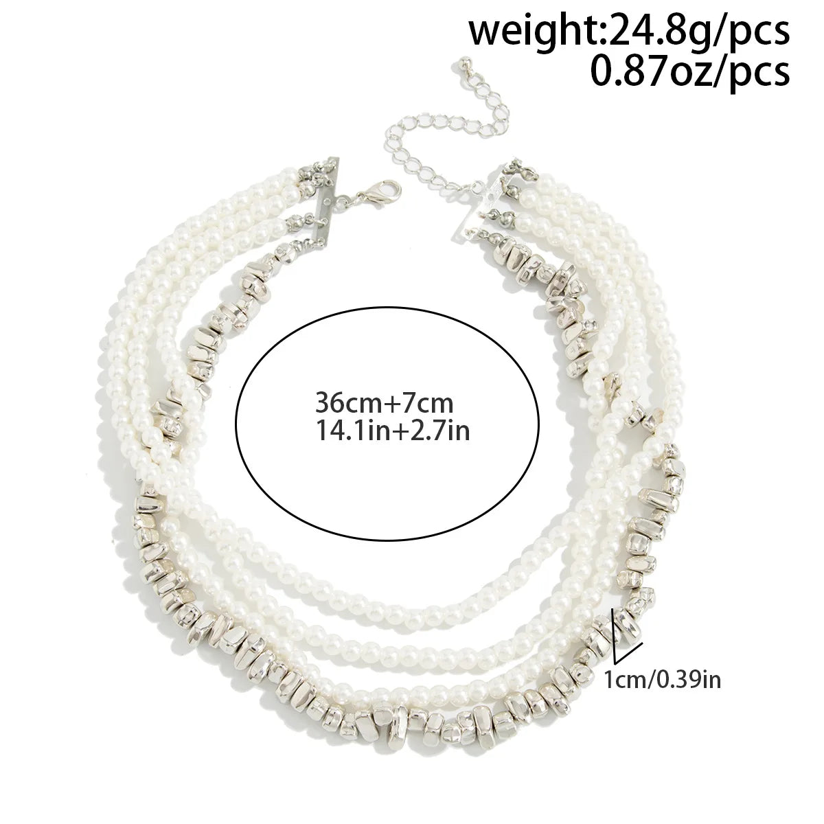 Collier Multicouche Frange Chaîne | Perle Imitation Vintage | Pendentif Choker | Bijou Mariage Femme
