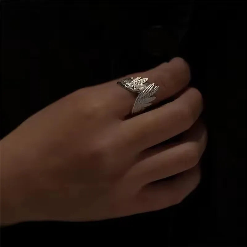 Retro Angel Wings Ring For Women Girls Punk Gothic Adjustable Open Ring Handmade Designer Jewelry Accessories Gift e783
