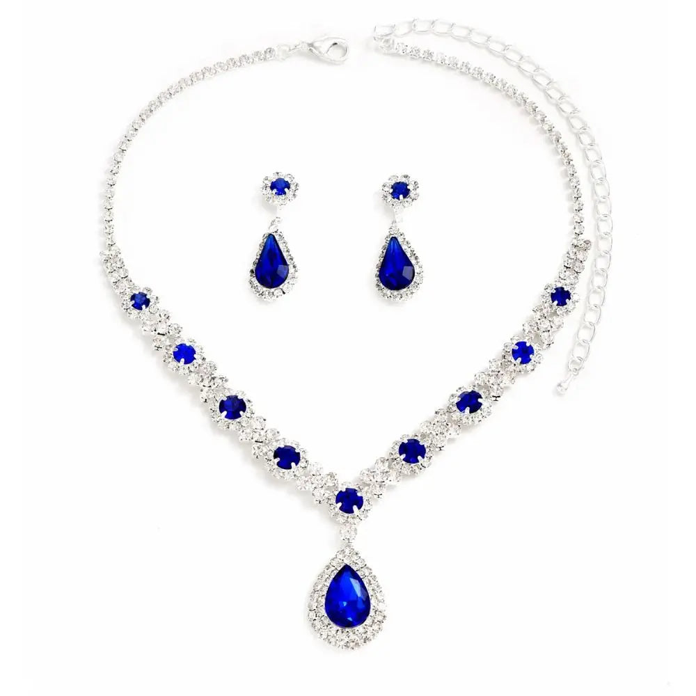 Fashionable Crystal Jewelry Necklace Earring Set Premium Luxury Pendant Necklace Original Design Inlaid Zircon Dangle Earrings