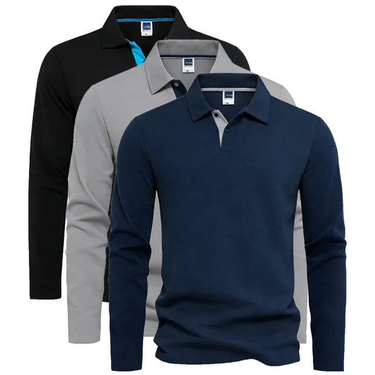 95% Cotton Long Sleeve T-Shirts Men Casual Brand Homme Clothing Hombre Tee Tops Fashion T-Shirt Black White Polo T-Shirts For Men