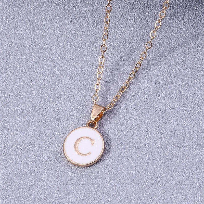 Collier Pendentif Initiales Femme | 26 Lettres A-Z Émail | Bijou Tendance Cadeau Anniversaire Fille