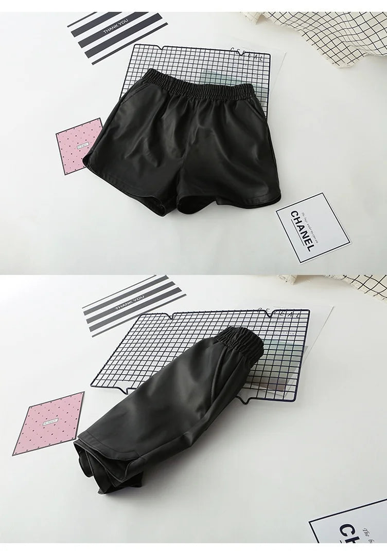 Short PU Taille Haute Femme | Casual Large | Pantalon Automne-Hiver | Grande Taille Bootcut