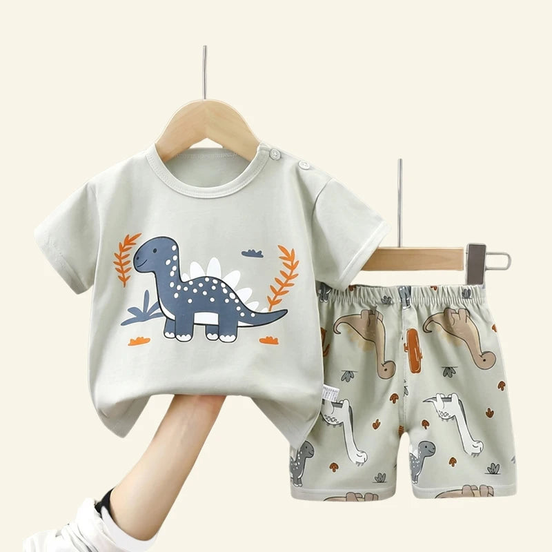 Fashion Kids Clothes Boys Girls Sets Top Shorts 2PCS 100% Cotton Soft Summer Children Baby Cloths T-shirt Shorts Toddler Suit