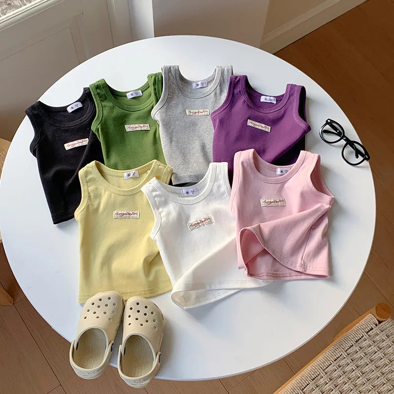 Fashion Children T-shirt For Girls Boys Cotton Vest Tops Kids Summer Clothes Sleeveless T-shirt