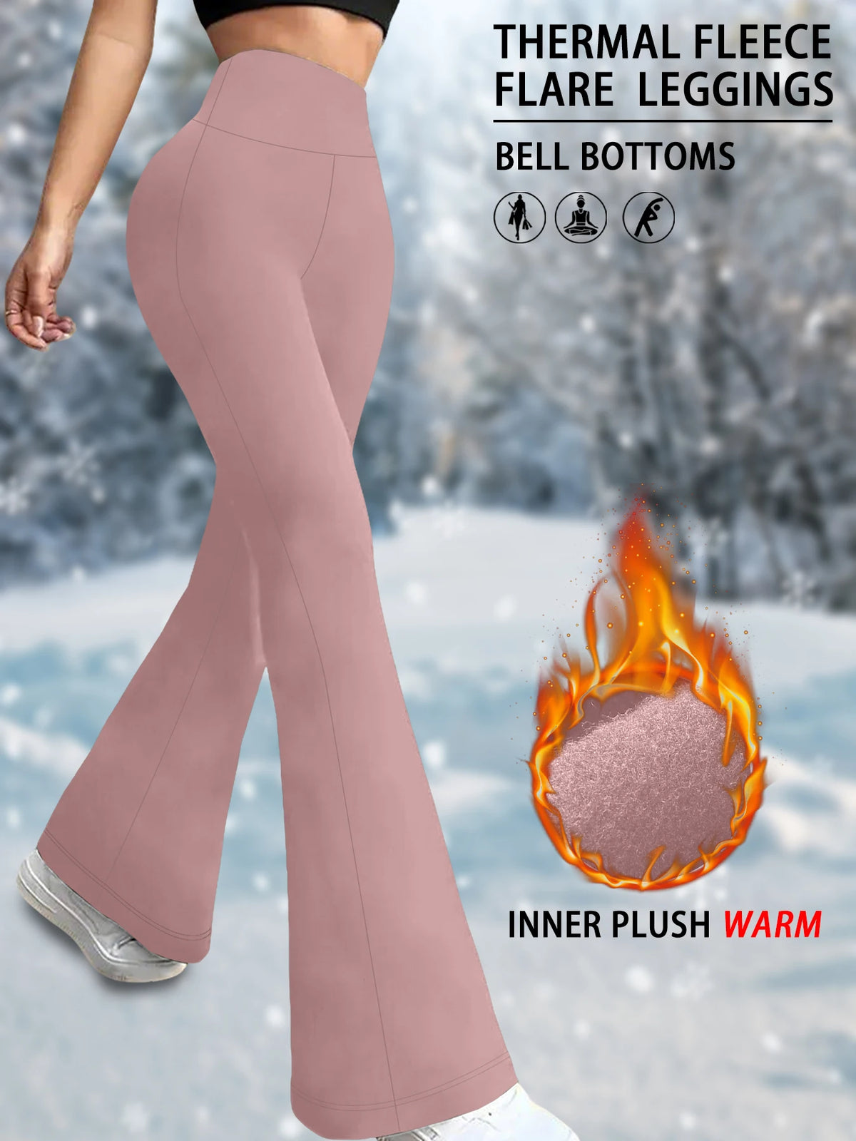 High Waisted Fleece Flare Leggings for Women - Super Soft Bootcut Pants with Tummy Control, Perfect for Yoga Practice