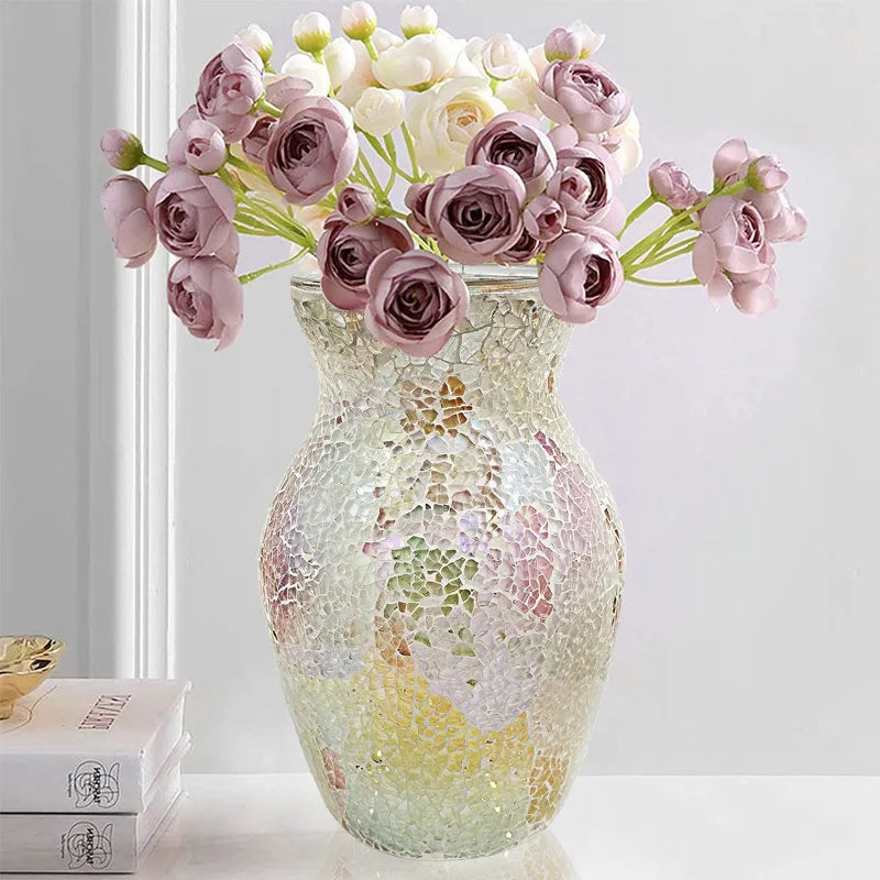 Vase Bohème Mosaïque Verre | Style Européen | Décoration Salon, Chambre & Entrée