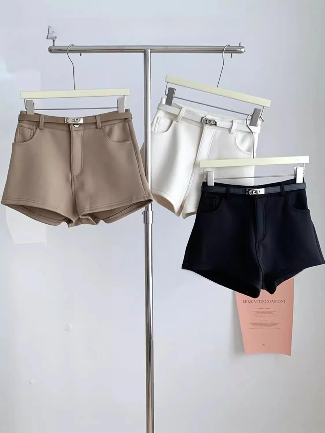 High Waist A-Line Wide Leg Pants Women's Casual Shorts Spring 2025 Korean Style Retro Elegant Outerwear Hot Pants