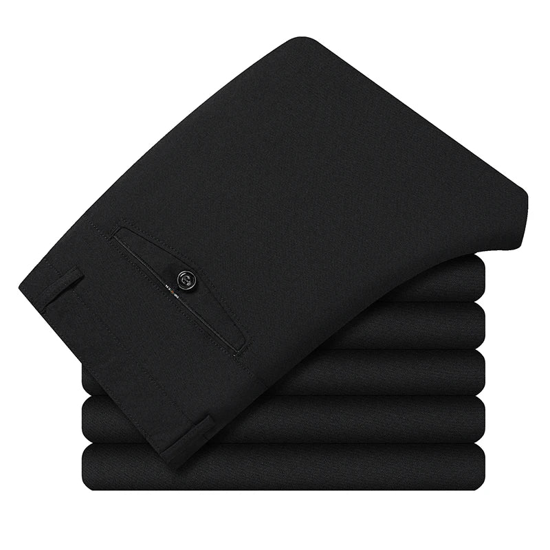 2026 Men's Trousers Dress Straight Pants Spring Summer Male Work Suit Pants Husband Father Black Grey Formal Pants