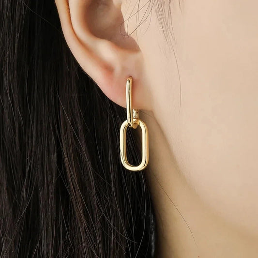 Créoles Ovales Géométriques Argent 925 | Style Métal Simple Détachable | Femme | Bijou Cadeau