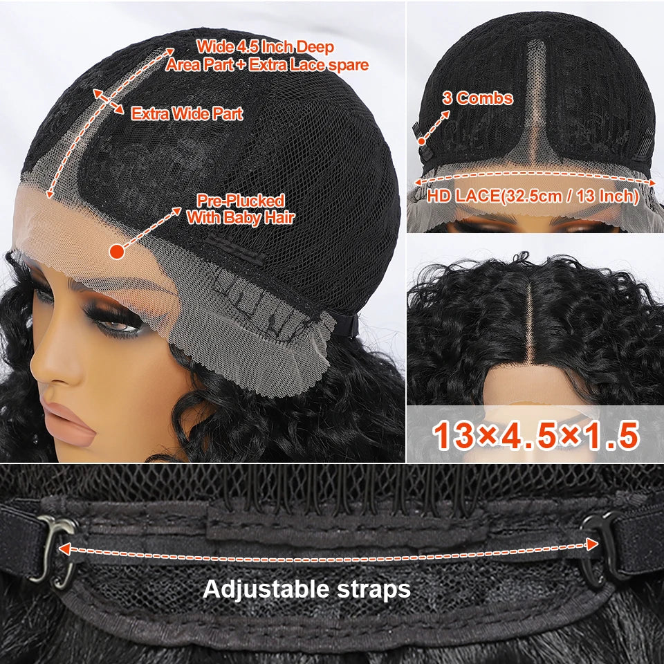 20 Inch Curly Synthetic Lace Front Wig For African Women Black T Part Blonde Curly Lace Frontal Wig For Afro Female