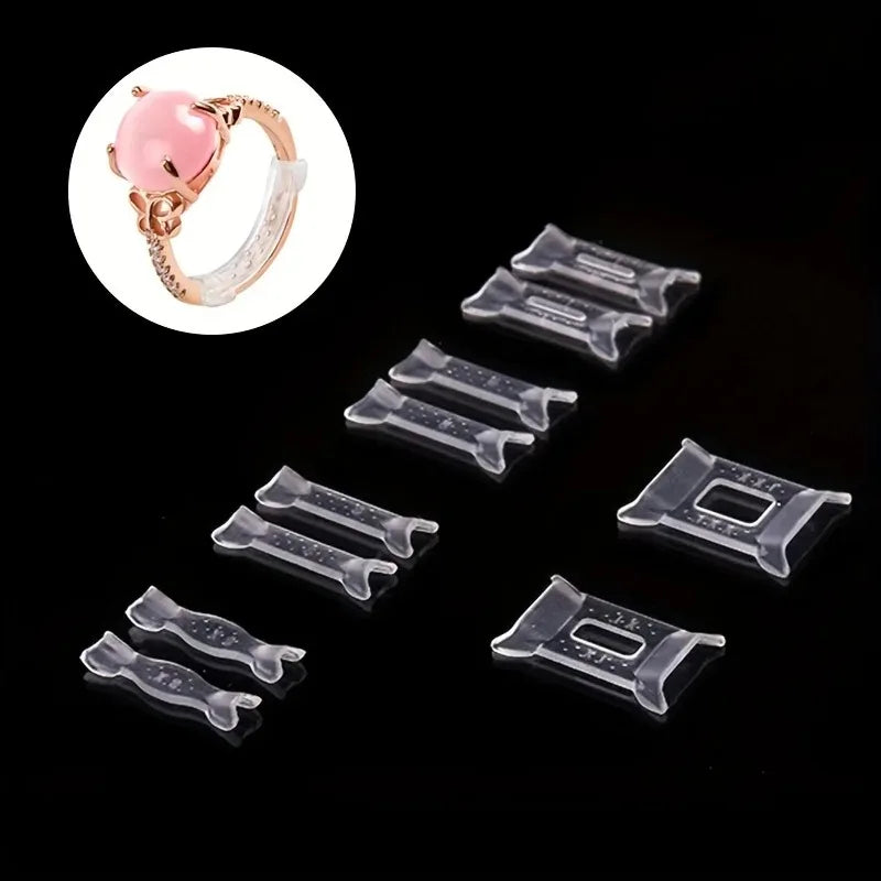 12Pcs 1 Set Ring Adjustment Pad Ring Size Adjuster Fixed Reduction Pad Invisible Ring Holder Retainer Shrinker for Large Rings