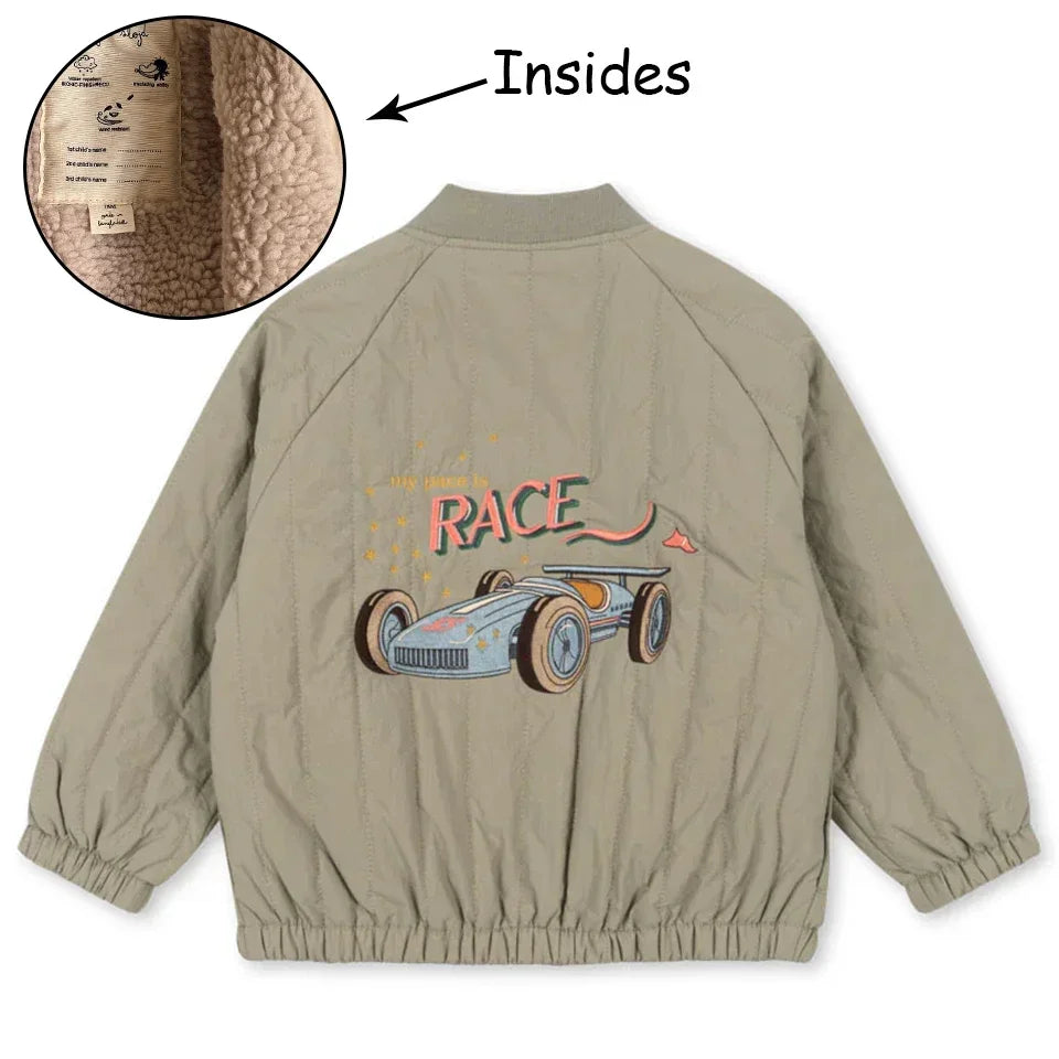 Manteau Polaire Paillettes Fille | Laine d'Agneau | Broderie Garçon | Vêtement Enfant Hiver