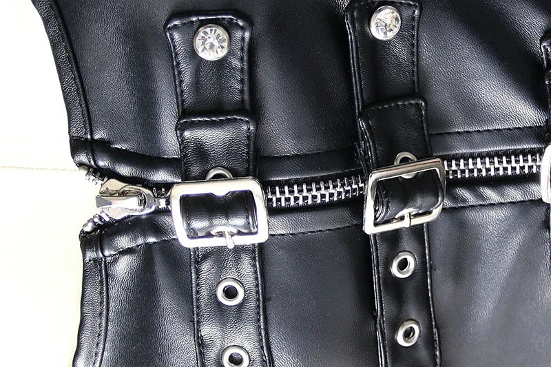 Corset Bustier Faux Cuir Femme Sexy | Boucles Sur-Buste | Sculptant Gilet | Taille Formant
