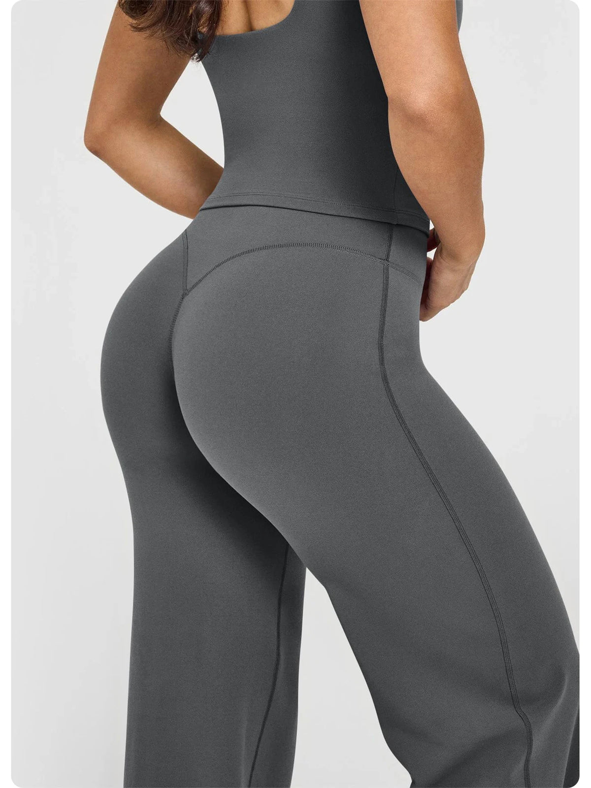 High Waisted Wide Leg Yoga Pants Women Butt Lift Coffee Brown Workout Trousers Flare Leggings Tummy Control Gym Fitness Wear